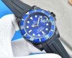 Swiss Replica Rolex 3135 Submariner Blue Dial Black Case Rubber Watch 40mm